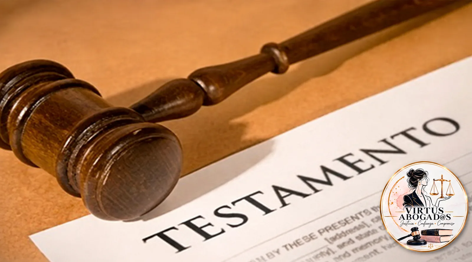 Mazo de madera sobre un documento de testamento